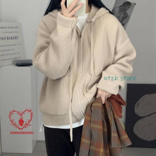 カーディガン レディース ニットカーディガン 秋 冬 フード付き 厚手 防寒 冬 アウター ゆったり...