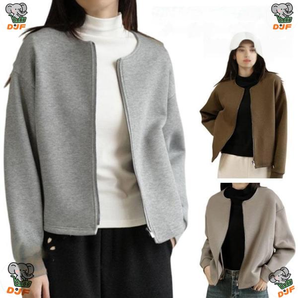 ノーカラージャケット レディース カジュアル 秋 ノーカラーブルゾン 冬 ブルゾン ブルゾン ノーカ...