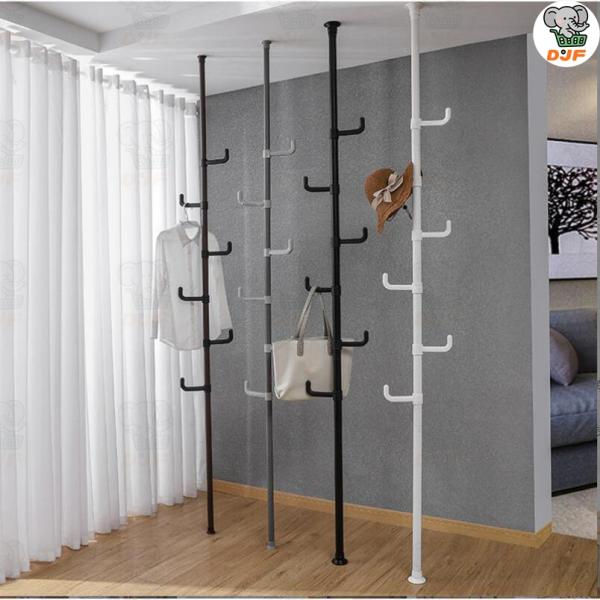 突っ張りポールハンガー 突っ張り棒 収納 強力 頑丈 スリム おしゃれ 縦 2m以上 天井 伸縮 白...