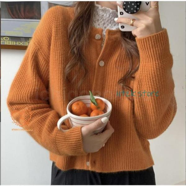 ニットカーディガン レディース カーディガン 秋冬 ニットセーター 長袖 オシャレ 前開き ショート...