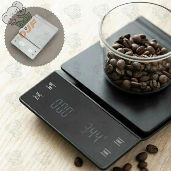 コーヒースケール 白 黒 タイマー付 風袋引き おしゃれ ドリップスケール キッチンスケール 3kg...