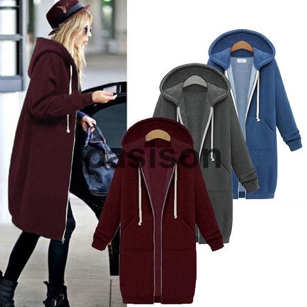 ロングパーカー レディース パーカー 裏起毛 フリース トップス アウター 羽織り 暖かい ゆったり...