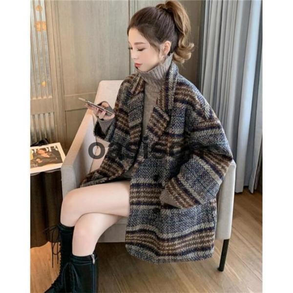 チェスターコート チェック柄コート 厚手　レディース ショート おしゃれ　可愛い 大人洋服 アウター...