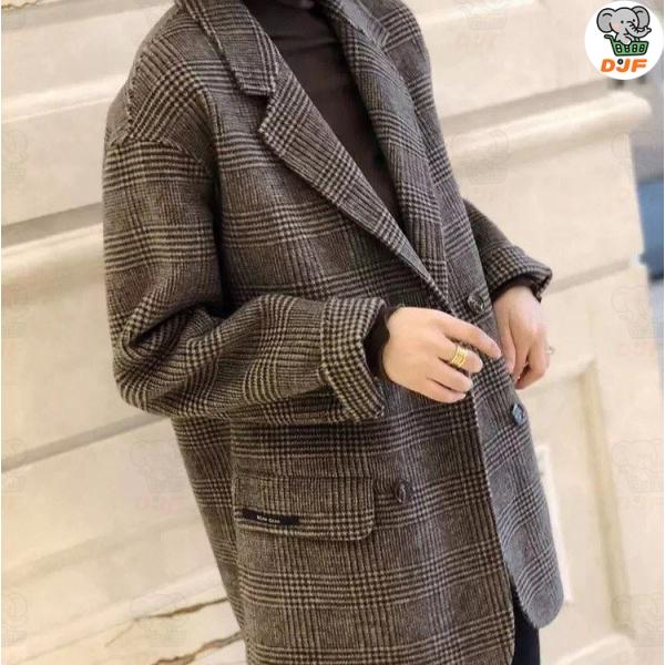 ジャケット 単品 レディース スーツコート トップス コート ラシャ 秋 冬 チェック柄 長袖 洗え...