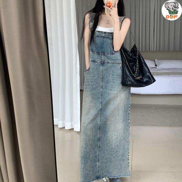 デニムサロペット サロペット オーバーオール ジャンパースカート オールインワン ゆったり 体型カバ...