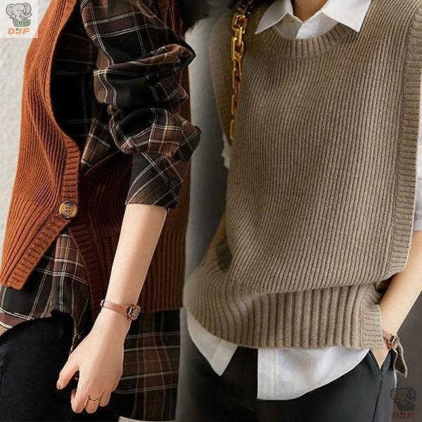 【人気商品】ニット タンク レディース サイドスリット ス 無地 大きいサイズ コーデ 丸首 40代...