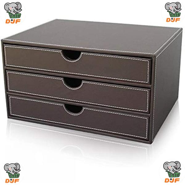 レターケース A4 書類ケース 引き出し付きチェスト 多機能PUレザーデスクオーガナイザーファイル内...