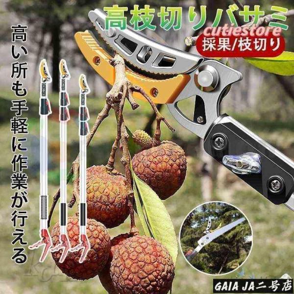高枝切りバサミ 3m 4m 5m 伸縮式高枝切鋏 鋸付き 伸縮式 剪定鋏 高枝鋏 高枝用 SK5 高...