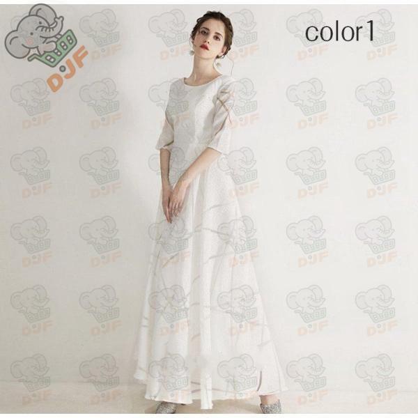 二次会用ウエディングドレス 二次会ドレス 花嫁ドレス ワンピース 旅行 長袖 前撮り 後撮りウエディ...