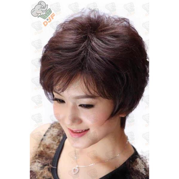 女性用かつら フルウィッグ ショート 人毛 中高年 母のウィッグ ショート 通気性抜群 かつら ふん...