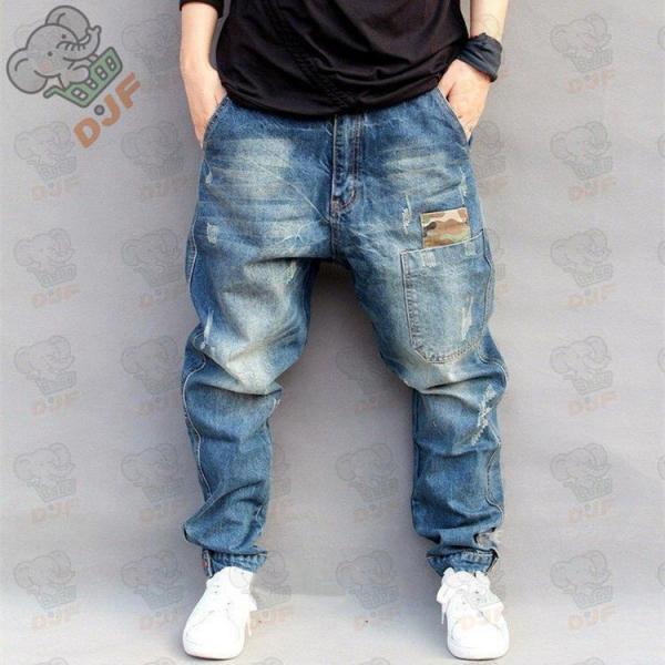 デニムパンツ メンズ ジーンズ ロング丈 ゆったり サルエルパンツ 大きいサイズ ヒップホップ B系...