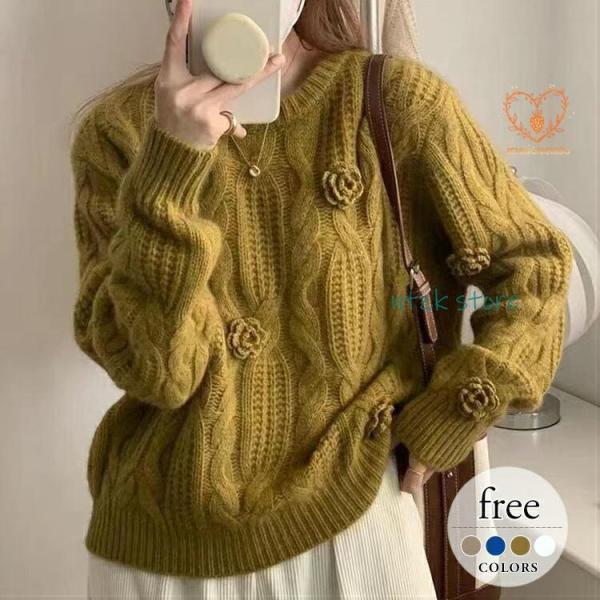 セーター レディース 冬 柄 ニット トップス 大きいサイズ 暖かい チュニック 長袖 ラウンドネッ...