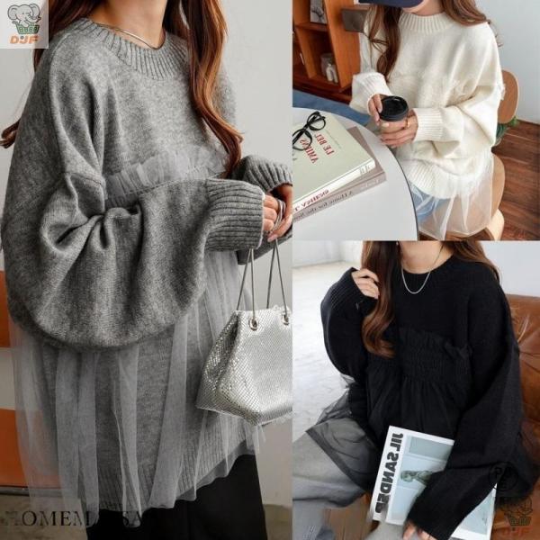 【人気商品】ニットス チュール ドッキング ビスチェ風 ニット ス レディース セーター プルオーバ...