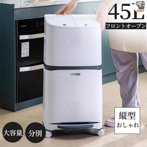 ゴミ箱 45L袋可 45リットル袋可 おしゃれ フロントオープン 分別 ダストボックス 積み重ね キ...