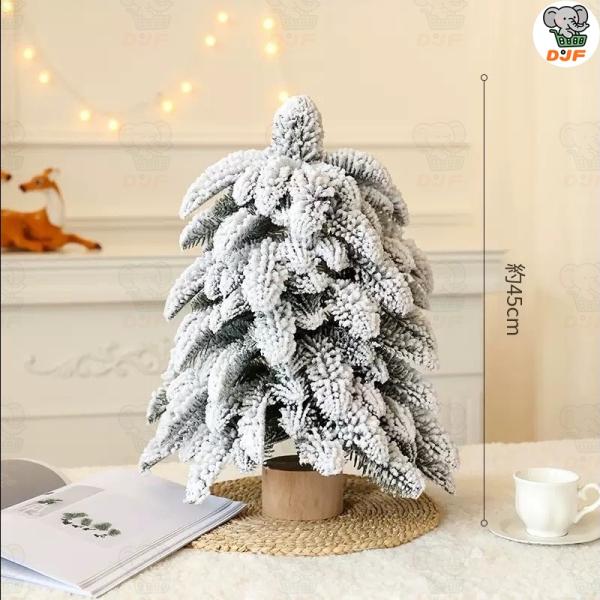 ミニクリスマスツリー 雪景色 &amp; グリーン 2 種 木製ベース 卓上装飾 クリスマス雰囲気演出 プレ...