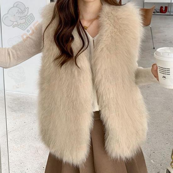 ファー レディース 秋 冬 ロング 防寒 ボアベスト 暖かい コート フェイクファー ふわふわ 冷え...