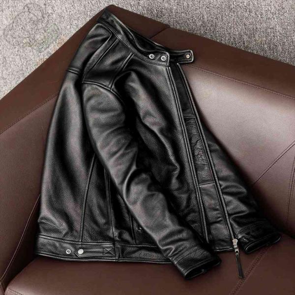 牛革 ライダースー　ジャケット メンズ 本革 ダウンコート 中綿コートダブルライダースジャケット シ...