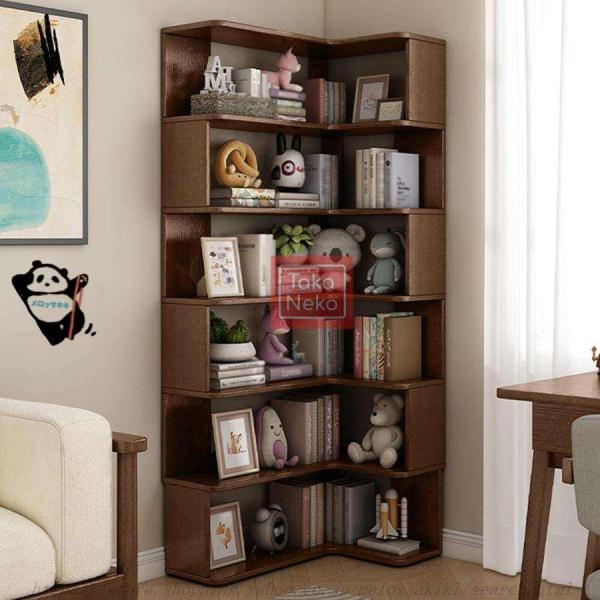 コーナーシェルフ、L字型コーナー本棚、オープンディスプレイシェルフラック、バッフル付きコーナー本棚、...