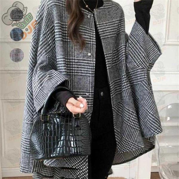 コート レディース 秋冬 チェック柄 ポンチョ アウター 羽織り ポンチョコート マント ドルマン ...