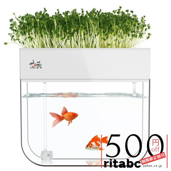 おしゃれ アクアリウム アクアポニックス 水耕栽培システム 有機セルフ給水プランタ 魚 植物 飼育 ...