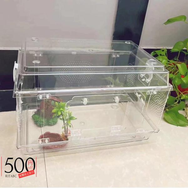 爬虫類テラリウムタンク、通気ケージ 給餌箱、スネーク飼育ボックス、透明アクリルハリネズミ飼育箱、透明...