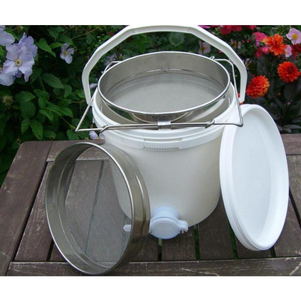 養蜂 器具 はちみつ こし器 蜂蜜 ワックス ろ過器 2重ステンレス ブラシ ふるい 園芸 PVC容...