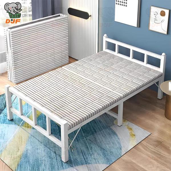 ベッドフレーム マットレス付き セミダブル 折り畳みベッド 完成品 幅100cm スチールベッド 組...