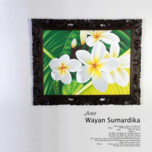 絵画 バリ絵画 花 プルメリア フランジパニ 額入り 額付 パネルアート モダンアート アートフレー...