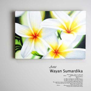 絵画 バリ絵画 アートフラワー1581 花 プルメリア フランジパニ