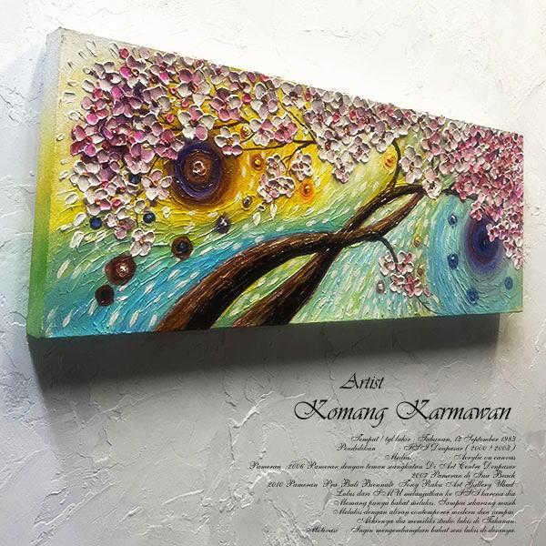 絵画 バリ絵画 アート さくら サクラ 桜 パネルアート モダンアート アートフレーム 壁掛け 壁飾...
