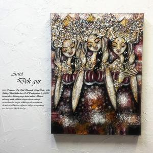 絵画 バリ絵画 2957 花 プルメリア フランジパニ 額入り 額付 パネル