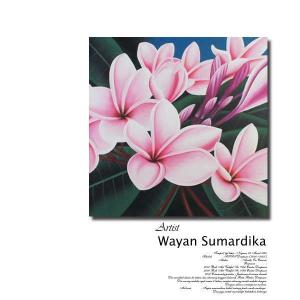 絵画 バリ絵画 2957 花 プルメリア フランジパニ 額入り 額付 パネル