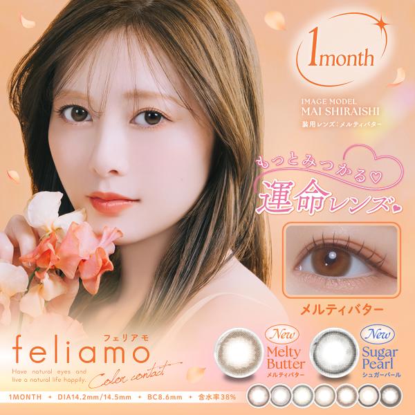カラコン 1ヶ月 feliamo 1month フェリアモマンスリー 白石麻衣  1箱2枚 度あり ...