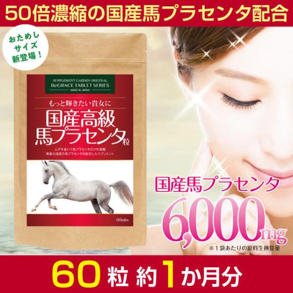 プラセンタ サプリ サプリメント 馬プラセンタ 50倍濃縮 国産 高配合 約1ヶ月分 6000mg