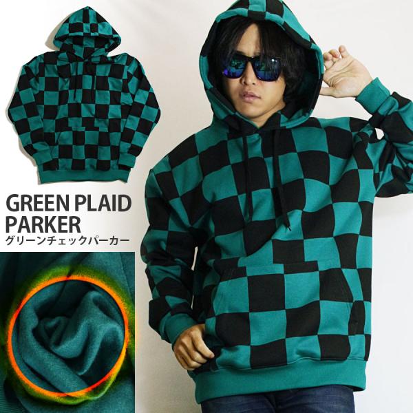 【処分!早い者勝ち】ブロックチェック 裏起毛 パーカー メンズ ハロウィン コスプレ 市松模様 暖か...