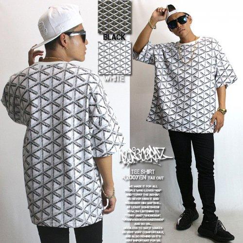 幾何学模様 総柄 Tシャツ メンズ ビッグシルエット オーバーサイス ビックシルエット 幾何学柄 ス...