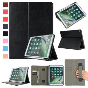 ペンシル 収納 ハンドベルト付き  iPadPro10.5 アイパッドプロ 10.5 ケース カバー カード お札入れ 片手持ち A1701 A1709 レザーケース