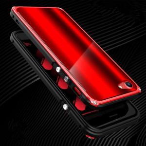 iphone7 iphone7plus ケース 赤 アルミバンパー ハードケース 3D曲面ソフトエッジガラスフィルム付き アイフォン7 プラス 透明ケース