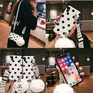 女性 可愛い ネックストラップ iPhoneXS MAX マックス iPhoneXR iPhoneXS ケース 水玉柄 iPhone8 iPhone7 iPhone6/6s Plus ケース