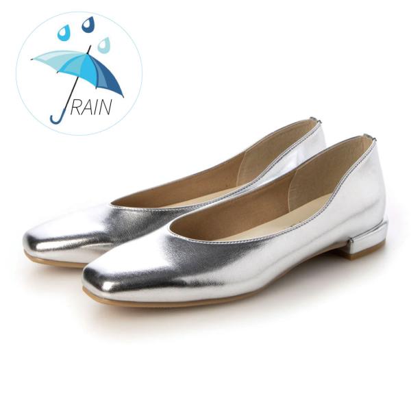 TIAD.ティアッド  晴雨兼用 スクエアトゥローヒールパンプス 1001 シルバー 22.5cm〜...