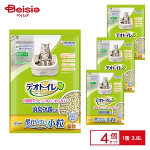 ユニ・チャーム デオトイレ消臭・・抗菌サンド小粒 3.8L ×4個セット | 猫砂 トイレ砂 消臭 抗菌 小粒 システムトイレ まとめ買い 多頭飼い ペット用品 猫用品