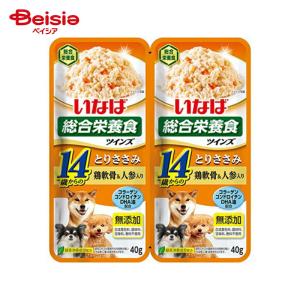ドッグフード いなば食品 ツインズ14歳からのとりささみ鶏軟骨＆人参入り80g ×12個 | ドッグフード 高齢犬 シニア犬 14歳以上 ささみ 鶏軟骨 人参 ウェットフー