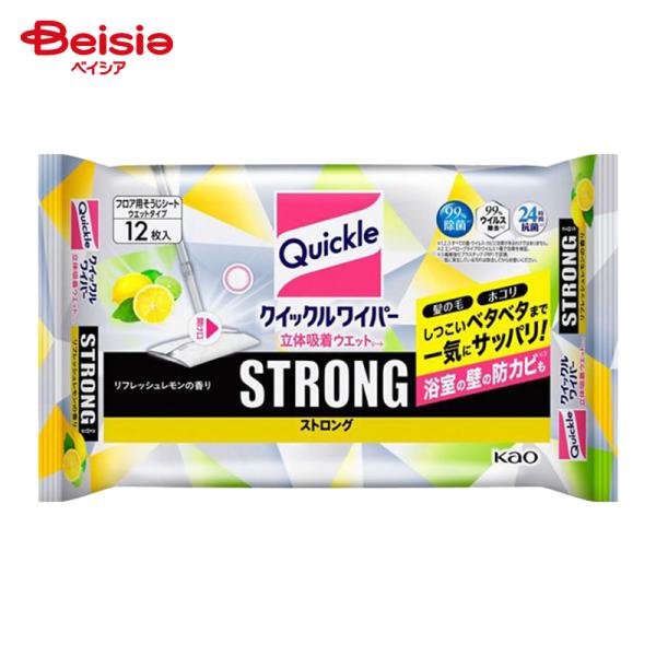 花王 クイックルワイパー立体吸着ウエットシートストロングリフレッシュレモンの香り12枚