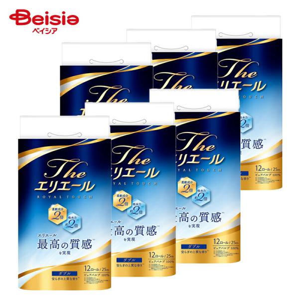 大王製紙 THE エリエールトイレットロイヤルタッチ  12ロール(ダブル)×6個 | トイレットペーパー 12ロール ダブル 高級 まとめ買い THE エリエール ロイヤルタ