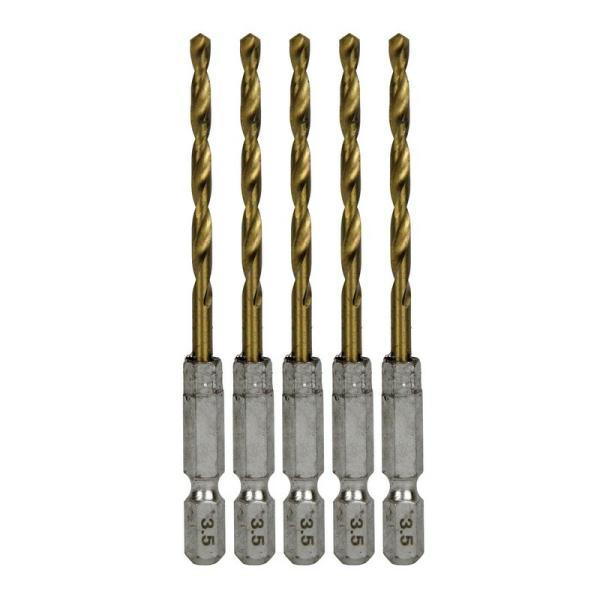 SK11 六角軸Tin鉄ドリル 普通 3．5mm 5pcs 先端工具 鉄工アクセサリ 六角軸ドリル