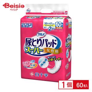 白十字 サルバ 尿とりパッド スーパー 女性用 60枚 | 医療費控除対象商品 パッドタイプ 尿取りパッド 交換カンタン おしっこ2回分 ズレ防止テープ 消臭 横モレ
