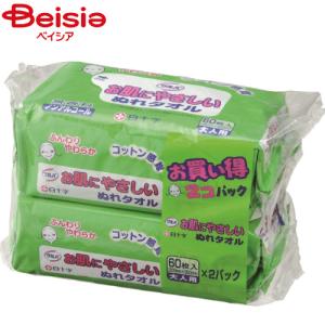 白十字 サルバ お肌にやさしいぬれタオル 60枚×2パック｜beisia