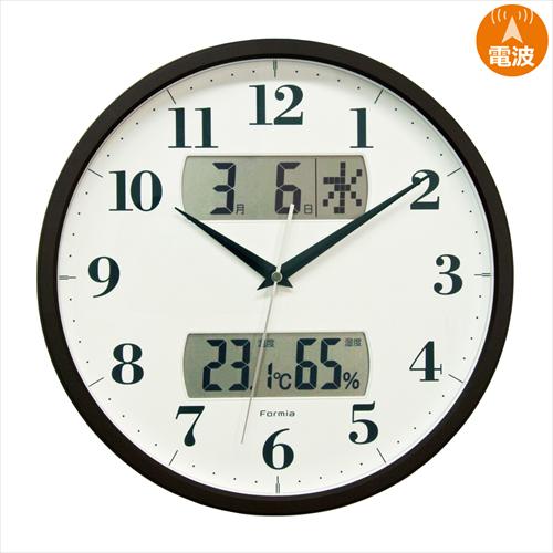 保土ヶ谷電子販売 フォルミア Formia 電波掛時計 掛時計 電波時計 アナログ カレンダー 温度...