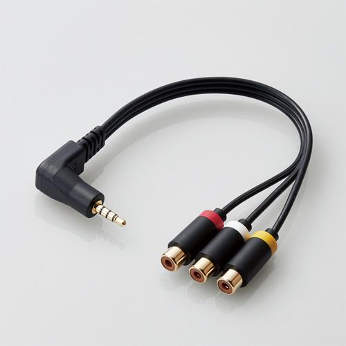 エレコム ELECOM DH-MLWRYF015 BK L型ミニプラグ4極 RCAピンジャック変換