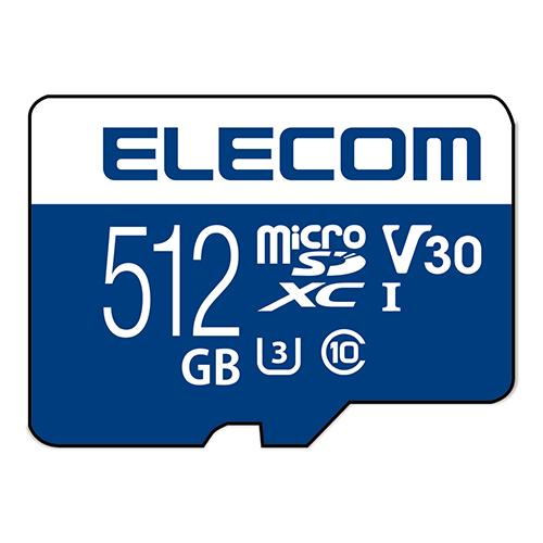 エレコム マイクロSDカード 512GB class10対応 高速データ転送 読み出し80MB/s ...